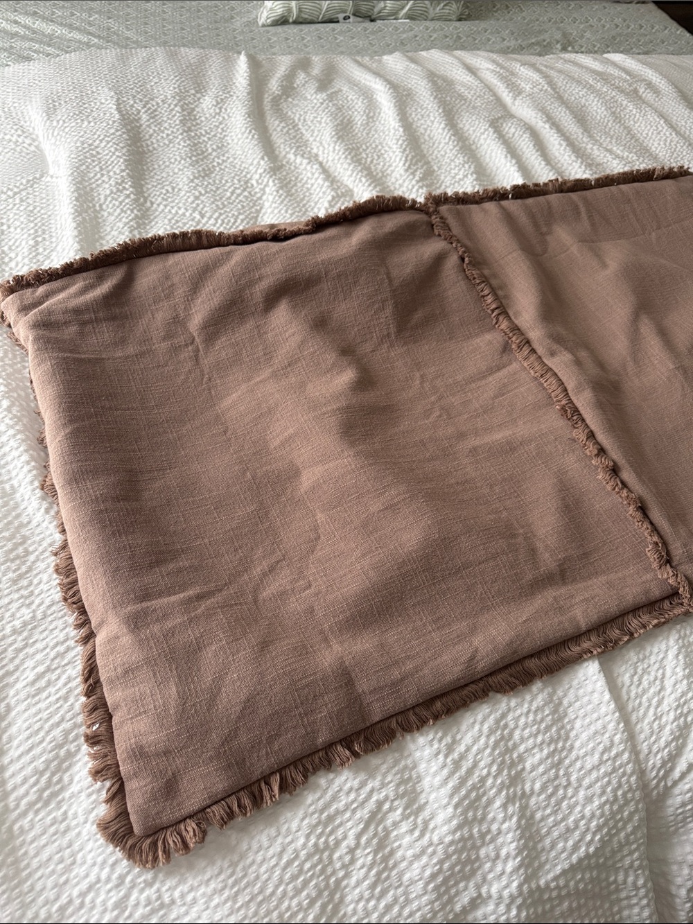 Brown Fringe Cotton Throw Blanket - Unbranded